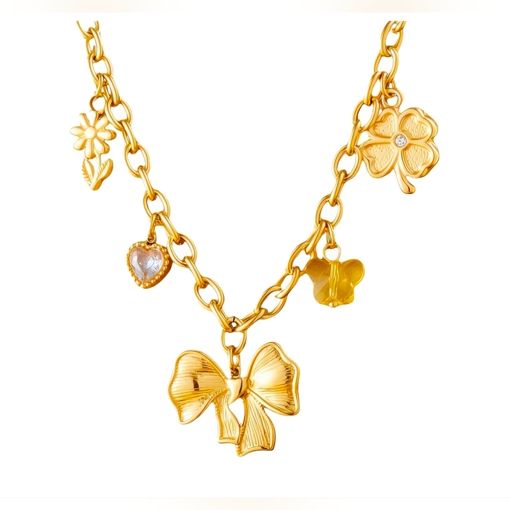 Urban Outfitters Gold Charm Necklace 18k Gold Plated,waterproof